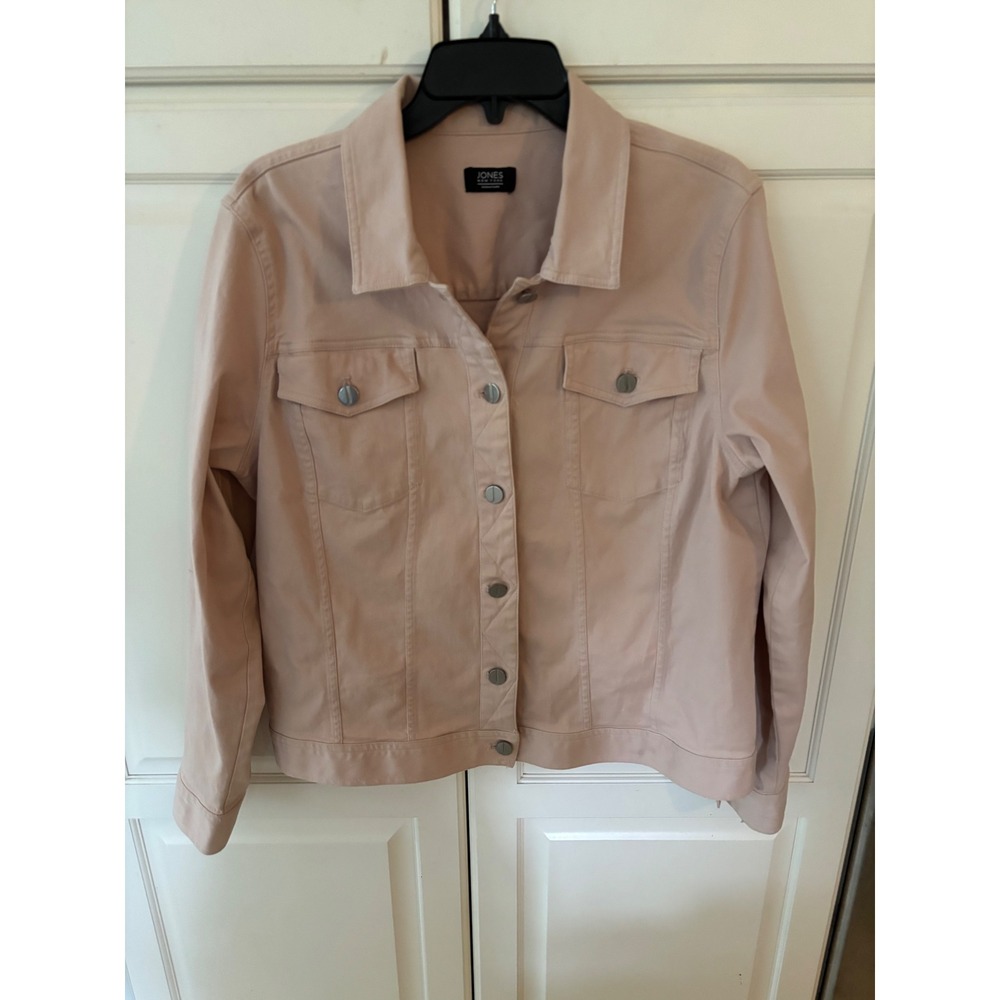 Jones New York Signature Women Light Pink Button Front Twill Jacket Size Medium‎
